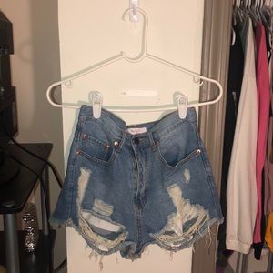 Henri Girl Blue denim high waisted shorts